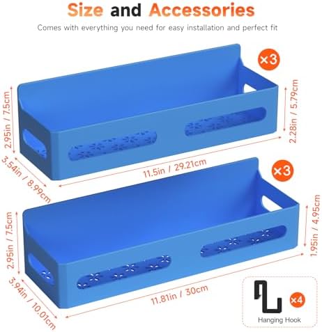 Sevenblue 4-Pack Magnetic Spice Rack for Refrigerator with Hooks, Blue - Image 7