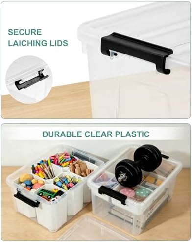 17 QT Clear craft storage box with Tray, storage bins for Art Supplies - Image 7