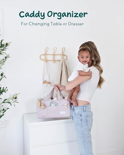 Lily Miles Baby Diaper Caddy Organizer, Quilted Nursery Storage Organizer for Newborn Essentials and Diaper Changing Station, Gift for Baby Shower and Registry Must-Have (Rosy Lilac) - Image 6