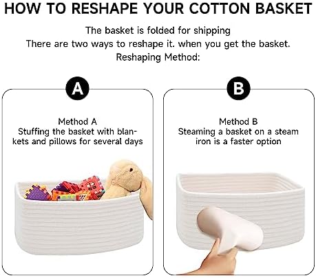 MiniArk Small Storage Baskets for Organizing | Closet Organizer Bins | Shelf Toy Basket | Woven Rope Baskets | Cube Decorative Box | Shallow Basket | 13x8.5x5.1” | 3 Packs Rainbow - Image 7