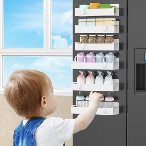 HuggieGems 6 Pack White Magnetic Spice Rack Organizer for Refrigerator - Image 7