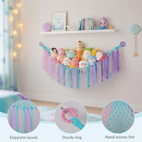 FIOBEE Stuffed Animals Net LED Light Toy Hammock for Kids Bedroom Storage - Image 6