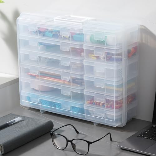 Plastic Storage Box Storage Boxes & Organizers (6 Medium+ 6 Small-Clear) - Image 7