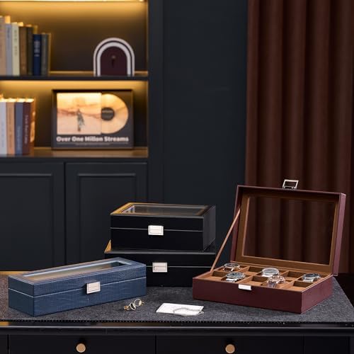 ProCase Watch Box, 10 Slot Mens Watch Display Case, Black - Image 7