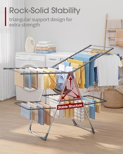 Sakugi Clothes Drying Rack, Foldable 2-Level with 55.5" Adjustable Wings - Image 6