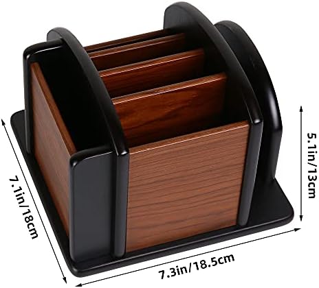 Siveit Wooden Desk Organizer, Desktop Office Supplies Storage Remote Control Caddy Holder (6-Compartment) - Image 7