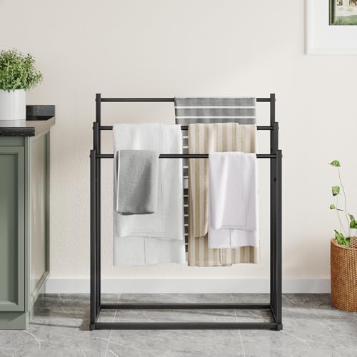 Honiter Towel Racks for Bathroom, 3 Tier Wide Towel Drying Rack Outdoor, Free Standing Towel Rack, Pool Towel Blanket Stand and Display Rack for Oversized Bath Towels, Black - Image 7