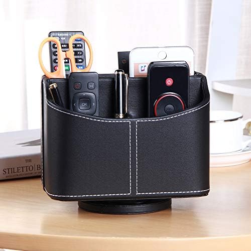 PU Leather 360° Rotatable Remote Control Holder,Nightstand TV Remote Caddy - Image 6