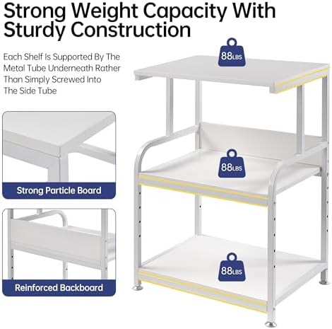 Fannova White Printer Stand Table with Height Adjustable Storage Shelf - Image 7