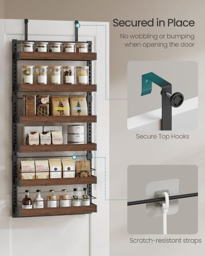 SONGMICS 6-Tier Over the Door Pantry Organizer, Adjustable Spice Rack - Image 6