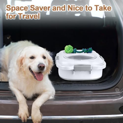 Dog Food Storage Container,10-25 lbs Airtight Collapsible Cat Food Storage Container with Attachable Wheels, Portable Handle, Dog Food Scoop for Dog Cat Bird Pet Dry Food Storage Bin Light Grey - Image 6
