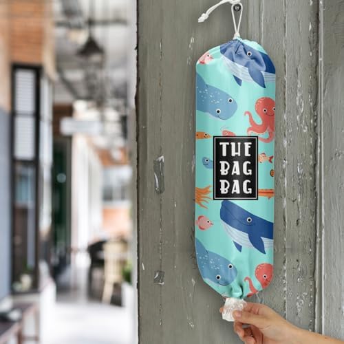 Plastic Bag Holder, Reusable Grocery Plastic Bag Holders for Home Kitchen Travelling Camping Beach Decor, use 1 Pack,Marine life - Image 6