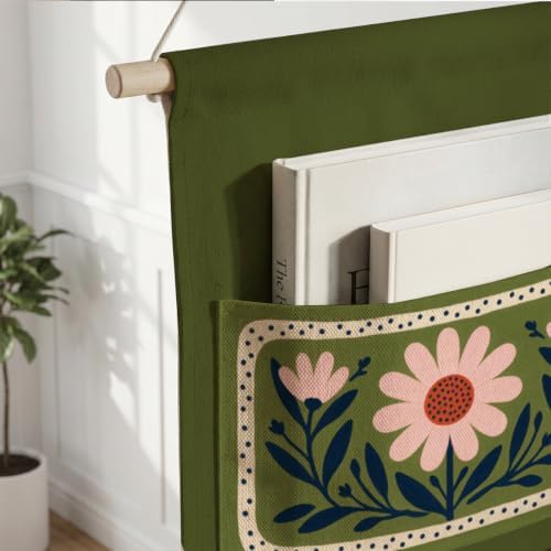 IAXIC Folk Dot Floral Border Canvas Wall Hanging Organizer with Pockets - Image 6