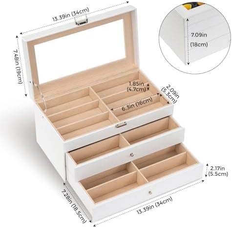 ProCase 3-Layer Sunglasses Storage Organizer -White - Image 6
