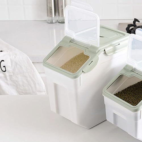 25LB Large Flour Storage Container Bin ,2 Pack Airtight Plastic with Wheels Seal Locking Lid Dispenser Organizer Storage Bin with Measuring Cup & Scoop for Flour, Rice, Grain 50LBS Total - Image 7