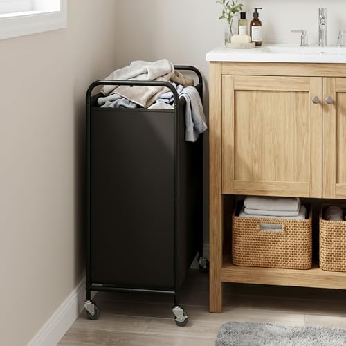 GRANNY SAYS 2 Section Laundry Sorter, 130L Large Hamper Basket with Wheels - Image 7