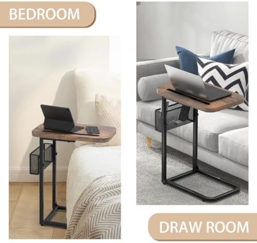 Tv Dinner Couch Tray Table with Card Slot,Adjustable Height Bedside table - Image 6