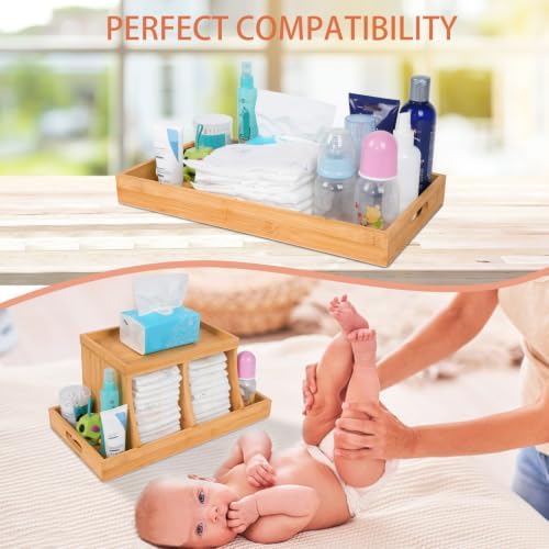 Three colors Bamboo Diaper Organizer, Wooden Diaper Caddy, Changing Table Organizer Storage Organizer, Nursery Baby Organization - Image 6