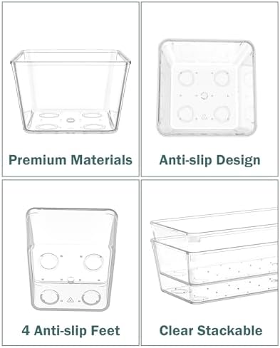 30Pcs Clear Plastic Drawer Organizers Set, 4size makeup drawer organizer trays for vanity,desk,bathroom,office,nightstand,gadgets for kitchen drawer, Versatile drawer divider storage bins - Image 6