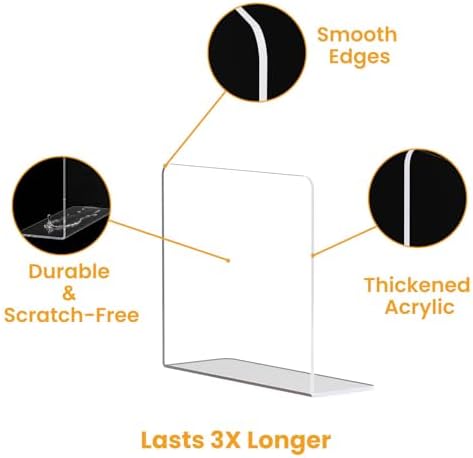 Shelf Dividers for Closet Organization – Acrylic Clear Sturdy Dividers to Keep Clothes, Sweaters & Purses Upright, Free-Standing for Wood Shelves, 10" Tall x 12" Deep, 4 Pack - Image 7