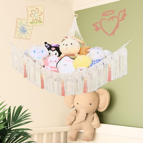 Stuffed Animal Hammock Corner, Plushie Net for Stuffed Animals, Macrame - Image 6