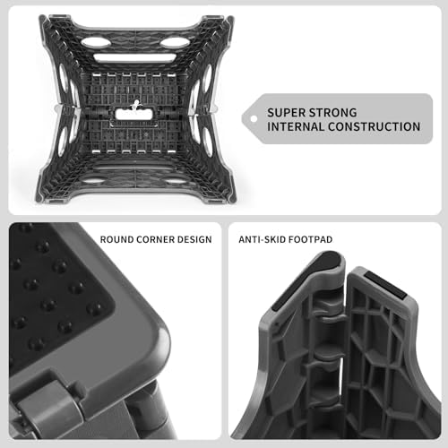 Delxo Folding Step Stool 13 Inch,300 Lbs Step Stool for Adults Dark Grey - Image 6