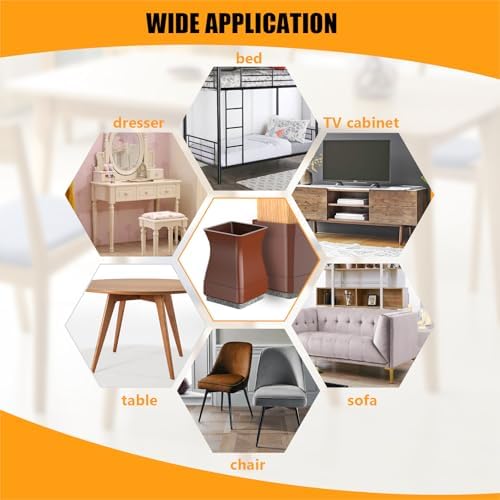 16Pcs Silicone Square Chair Leg Floor Protectors (1 1/4 Inch Brown) - Image 6