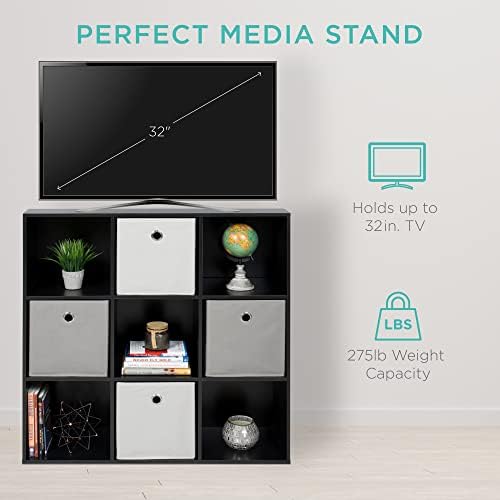 Best Choice Products 9-Cube Storage Organizer, 11in Shelf Opening, Bookcase, Display Shelf, Customizable w/ 3 Removable Back Panels - Black - Image 6
