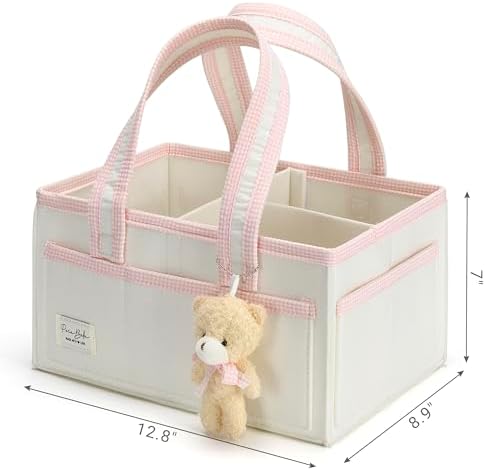 PeraBella Baby Diaper Caddy Organizer, Baby Basket Shower Gift Caddy, Portable Felt Changing Table Basket, Nursery Storage Bin, Newborn Boy and Girl Essentials for Registry, Car Diaper Organizer - Image 6