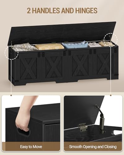 Hzuaneri 59 inches Rustic Storage Chest and Bench | 70 Gal | 330lb Seat - Image 6