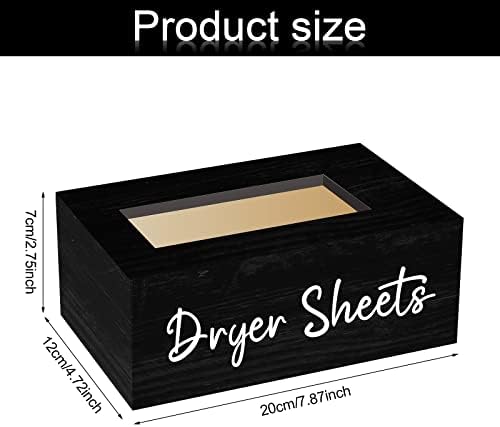 Blulu Dryer Sheet Holder for Laundry Room Wooden Dryer Sheet Container Sheets Dispenser Box Wooden Container Modern for Organizing Fabric Laundry Pods, 7.87 x 4.72 x 2.75 Inches(Black) - Image 7