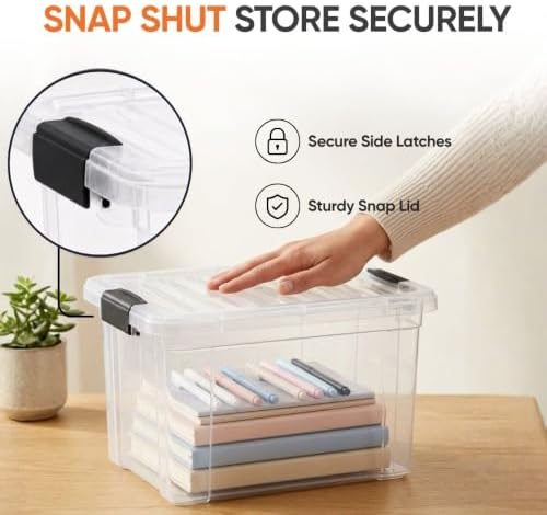 Superio Small Clear Storage Boxes with Lids, 4.75 Quart Plastic Container Bins for Organizing, Stackable Crates, BPA Free, Non Toxic, Odor Free, Organizers for Home, Office and Dorm, 4 Pack - Image 6