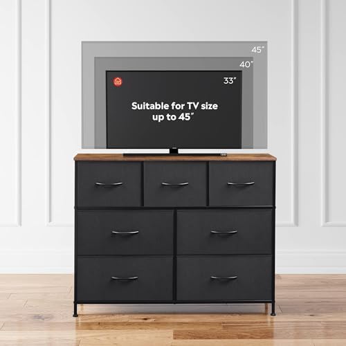 WLIVE Dresser for Bedroom, 7 Drawers, TV Stand, Rustic Brown - Image 6