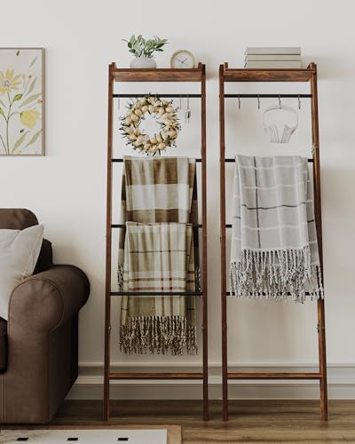 Hzuaneri Blanket Ladder Shelf, Farmhouse Ladder Holder, Blanket Organizer - Image 6