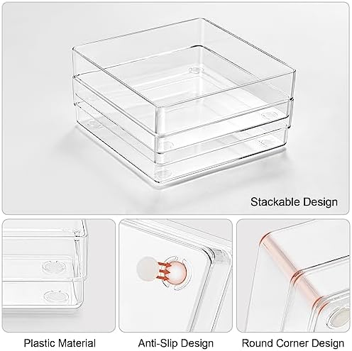 SMARTAKE 6 PCS Clear Plastic Kitchen Large Size Drawer Organizers Set - Image 6