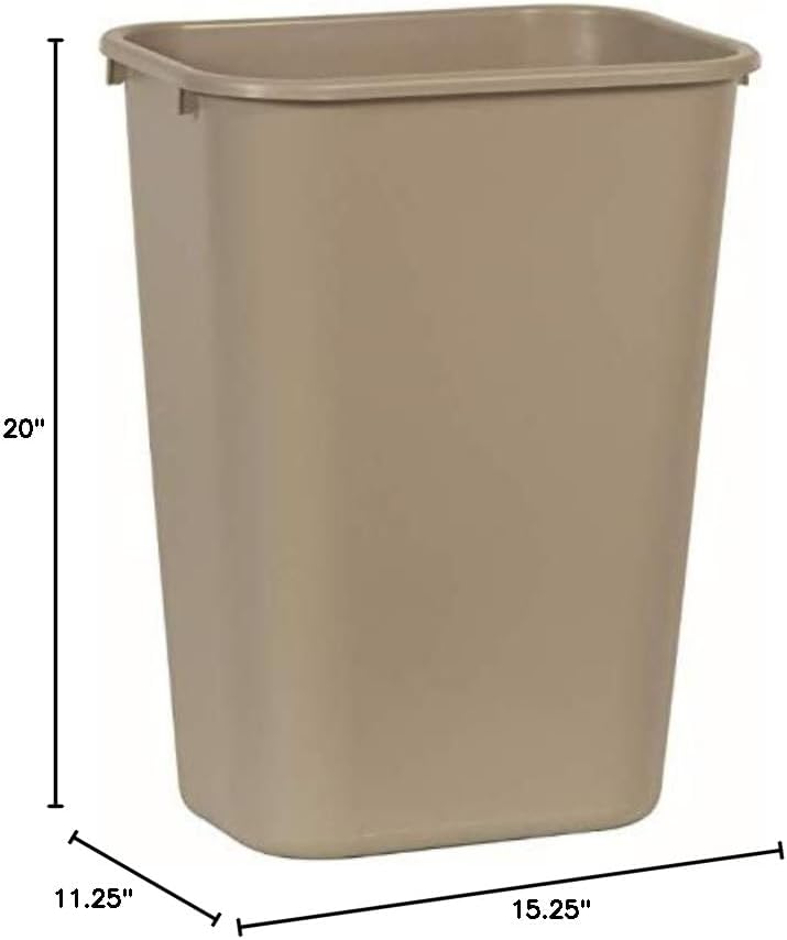 Rubbermaid Commercial Products Deskside Wastebasket/Trash Can, 10.25-Gallon/41-Quart, Beige, Plastic, Garbage Can for Home/Office, Fits Under Desk/Sink/Cabinet, Pack of 12 - Image 3