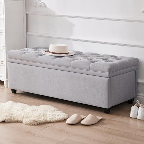 Mangodan 50 Inch Large Storage Ottoman, Tufted Ottoman with Storage - Image 7