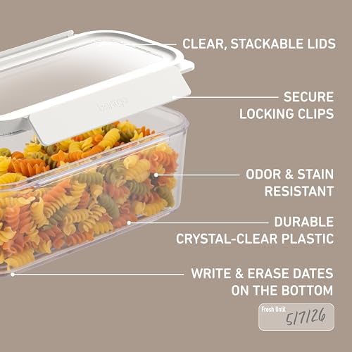 Bentgo Pantry - 22-Piece Airtight Food Storage Containers, Clear and Stackable Kitchen and Pantry Organization Set, Locking Lids for Freshness, Bonus Cereal Lid & Scoop, BPA-Free Plastic (Snow) - Image 6