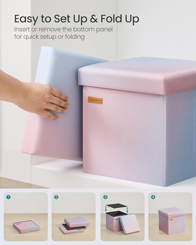 SONGMICS Small Folding Storage Ottoman, 11.8 x 11.8 x 11.8 in - Image 6