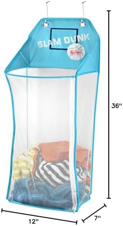 Store & Score Over The Door Hanging Kids Fun LED Basketball Light-Up Collapsible Mesh Laundry Hamper Basket, Toy Chest, Heavy Duty Metal Hooks Included. Patent Pending - Image 6