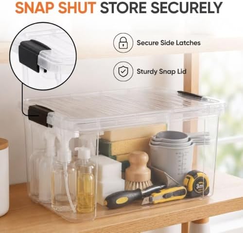 Superio 14.7 Quart Clear Plastic Storage Boxes with Lids, Stackable Organizer Containers, BPA-Free Storage Bins for Home, Office, School & Dorm, 8 Pack - Image 6