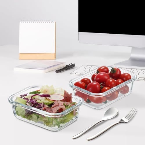 GULFLIN 12 Pack, 22 oz Glass Meal Prep Containers with Lids, Gray Set - Image 6