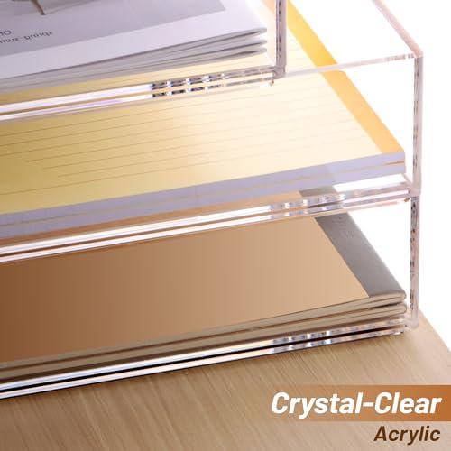 SANRUI Paper Organizer Letter Tray, 4-Pack Acrylic File Organizer, Clear - Image 7