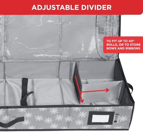HOLDN’ STORAGE Premium Wrapping Paper Storage Container, Grey w/Snowflakes - Image 6