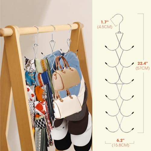 Scarf Hanger 2 Pack 24 Storages,Purse Hanger with 360 Swivel Hook,Scarf Organizer Scarf Hangers for Closet,for Scarves, Shawl,Belt,Purse & Baseball Cap - Image 7