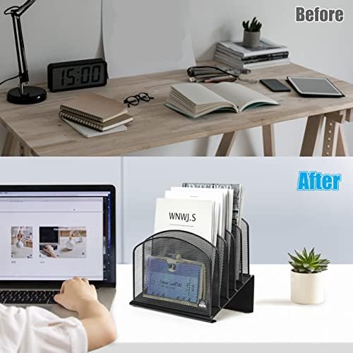 Delifox Inclined File Organizer for Desk, 5-Section Vertical File Holder - Image 6