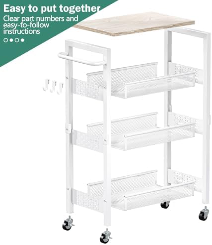 Vivihomety 4-Tier Laundry Utility Rolling Storage Cart with Wheels, Metal - Image 7
