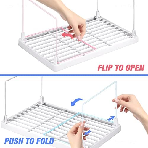 NiHome 2-Pack Stackable Plastic Kitchen Storage Shelf Foldable Rack, White - Image 6