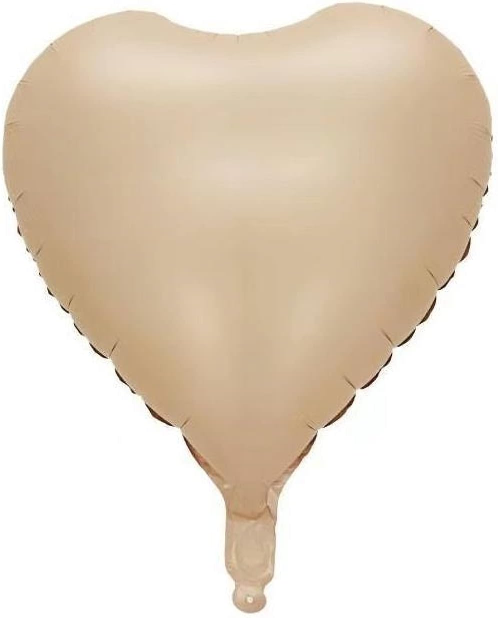 10pcs Beige Heart Balloons - 18 Inch Retro Apricot Heart Shaped Balloons for Baby Shower, Wedding, Valentine's Day Decorations