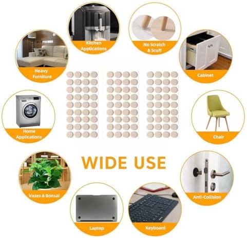 Furnigear Felt Furniture Pads for Hardwood Floors - Self Adhesive Chair Felt Pad, Floor Protector for Furniture Feet, Furniture Sliders Moving Furniture Smoothly, Anti Scratch 108 Pcs 5/8" Round Beige - Image 6